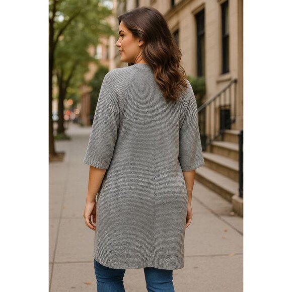 APT9 Medium Gray Cardigan Open Front Lightweight Knit Drape Street Style BOHO - Picture 4 of 11